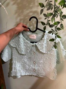 Coquette Textured Peter Pan Collar Top