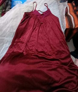2 piece Silky Burgundy Nightgown