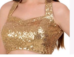 Sequence  Both Side Work Golden Blouse Piece