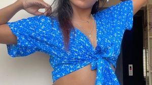 Blue Floral Tie-Front Crop Top