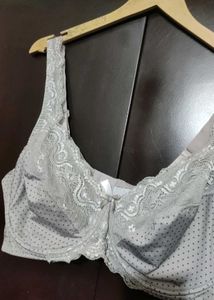 Grey Polka Dots Bra For 46 DD Bust