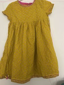 Yellow Printed Cotton Kurta