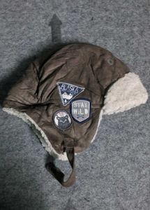 Brown Trapper Hat with Patches