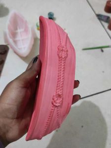 Pink Handmade Concrete Boat-Shaped Decorative Tray