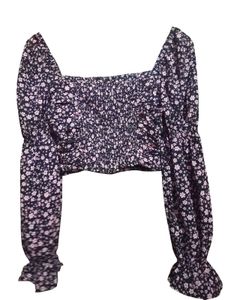 H&amp;M Floral Square Neck Puff Sleeve Top