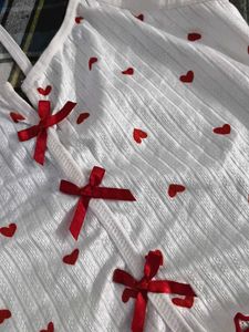 Cute White &amp; Red Heart Cami Top