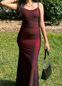 SAVANA Red Gathered Bodycon Dress
