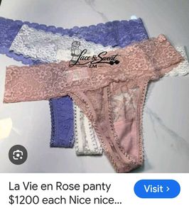 Lavieen rose Lace Trim Thong Panty