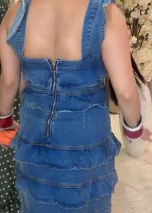 Denim Ruffle Tiered Maxi Dress