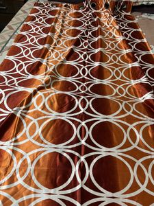 5 pcs. Elegant Brown &amp; White Patterned Curtain