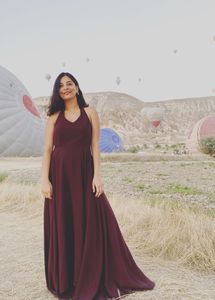 Beautiful Long Backless Maroon Gown