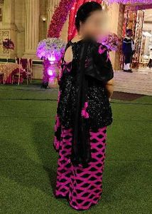 Pink & Black Peplum top with Sharara Set