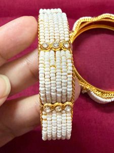 Sale | Pearl and Gold Bangle Set