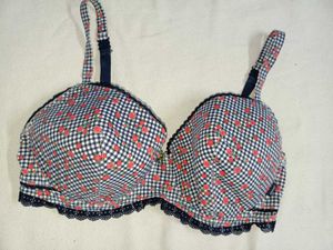 Cute Gingham & Cherry Print Bra