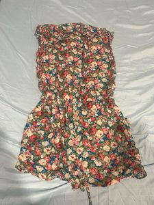 Floral Print Strapless Mini jumpsuit