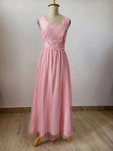 Pink Lace & Tulle Maxi Dress