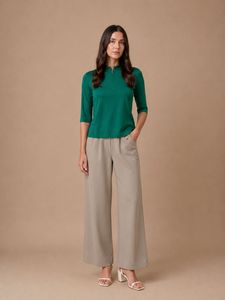 Green Zip Neck Top