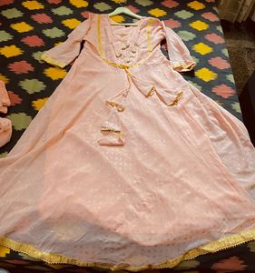Elegant Peach Kurta with Gold Embellishments
