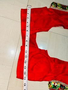 Stunning Red Velvet Blouse with Embellished Sleeve