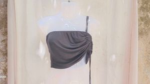 I. Black Ruched One-Shoulder Top