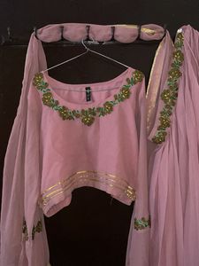 Elegant Pink Embroidered Gown