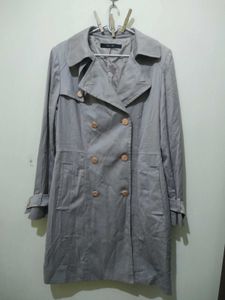Taupe brownish grey double breasted Trench coat