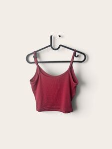 Burgundy Ribbed Crop Cami Top | C’est La Vie Paris