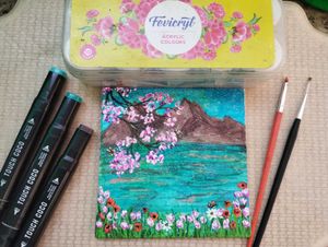 Serene Spring Mix Media Painting