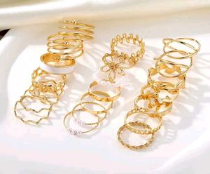 Boho Stacking Ring Set - Gold Tone