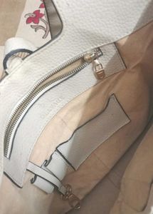 Chic White Textured Leather Handbag