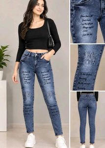 Stylish Blue Denim Jeans with Quotes