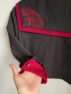 Anime inspired Cropped Black Jacket with Red Trim