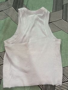 Light Blue Ribbed Tank Top with Star Graphic