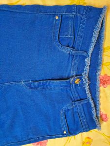 Blue Denim Frayed Skinny Jeans