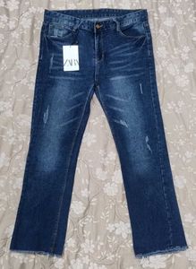 SKEN&J Distressed Hem Jeans