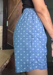 Blue Printed Pajama Shorts