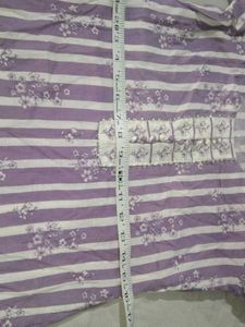 Purple Striped Kurta Set