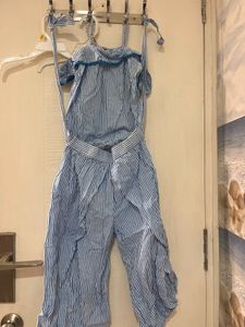 Global desi Girls' Blue &amp; White Striped Outfit