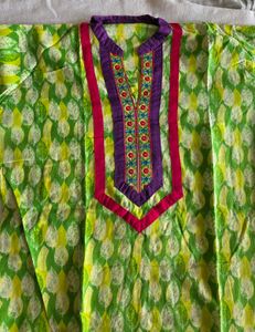Vibrant Green Printed Kurta