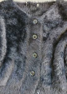 Fuzzy Cropped Cardigan,fur jacket