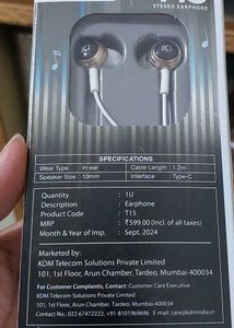 KDM T15 Stereo Earphones