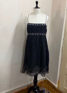 Elegant Black Midi Dress 100% silk