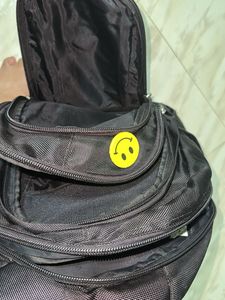 Aoking Black Backpack with Smiley Charm