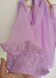Lavender Cold Shoulder Top with Floral Accent🪻