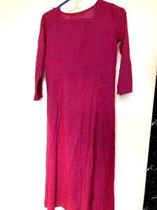 Pink A Line Style Kurta With Front Side Tie Up Kno