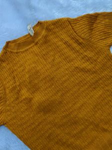Mustard Yellow Textured Knit Top
