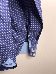 Men's Blue Printed Dress Shirt
