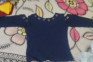 Stylish Navy Cold Shoulder Top