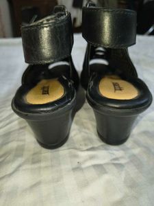 Black Perforated Wedge Sandals