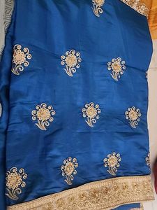 Royal Blue & Gold Embroidered Saree